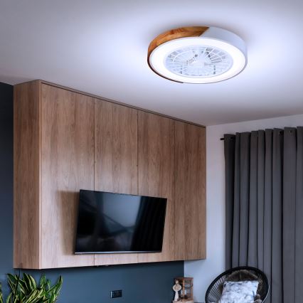 Brilagi - Plafonieră LED dimabilă cu ventilator LED/30W/230V 3000-6500K Ø 50 cm alb/stejar + telecomandă