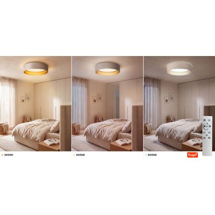 Brilagi - Plafonieră LED dimabilă VELVET SMARTIX STARS LED/36W/230V 3000-6000K Ø 55 cm crem/auriu Wi-Fi Tuya Beacon + telecomandă