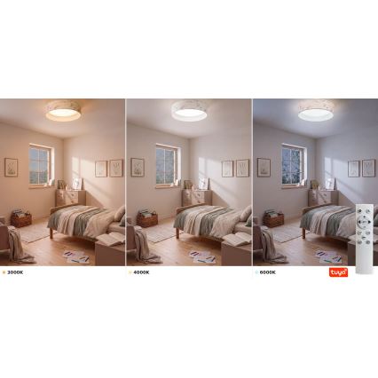 Brilagi - Corp de iluminat LED pentru tavan VELVET SMARTIX, reglabil, LED/24W/230V, 3000–6000K, Ø 45 cm, alb/flori, Wi‑Fi Tuya Beacon + telecomandă