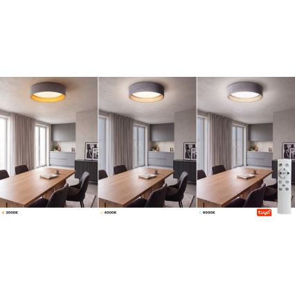 Brilagi - Plafonieră LED dimabilă VELVET SMARTIX LED/36W/230V 3000–6000K Ø 55 cm gri/auriu Wi‑Fi Tuya Beacon + telecomandă