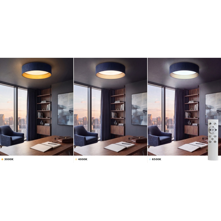 Brilagi - Plafonieră LED dimabilă VELVET SMART VARI LED/36W/230V 3000-6500K Ø 55 cm albastru/auriu + telecomandă
