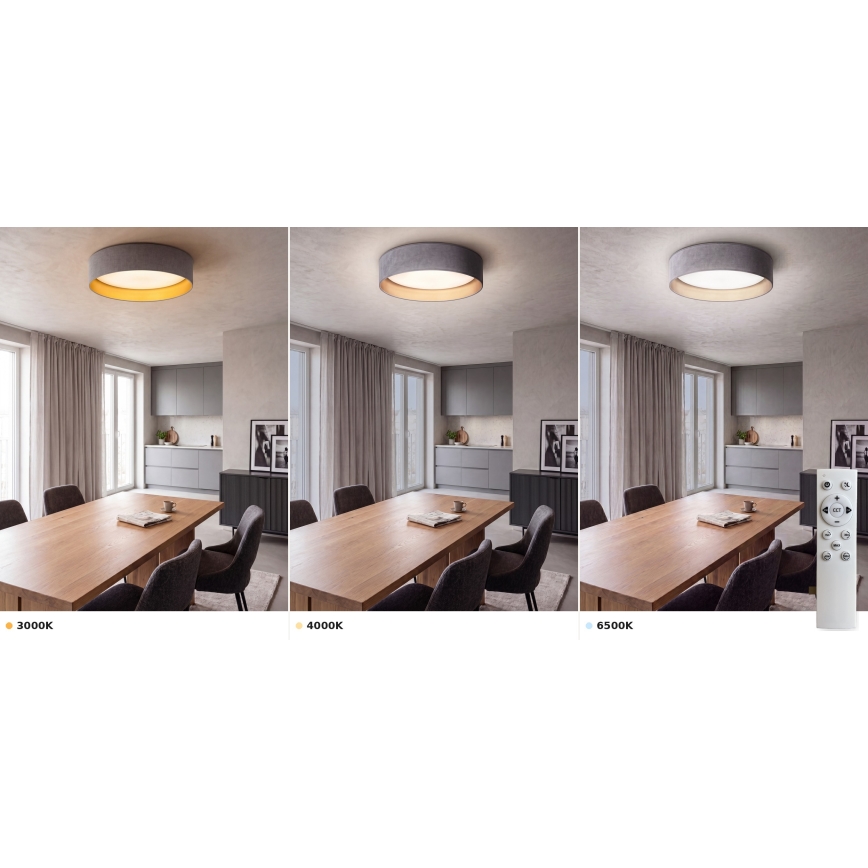 Brilagi - Plafonieră LED dimabilă VELVET SMART VARI LED/36W/230V 3000-6500K Ø 55 cm gri/auriu + telecomandă