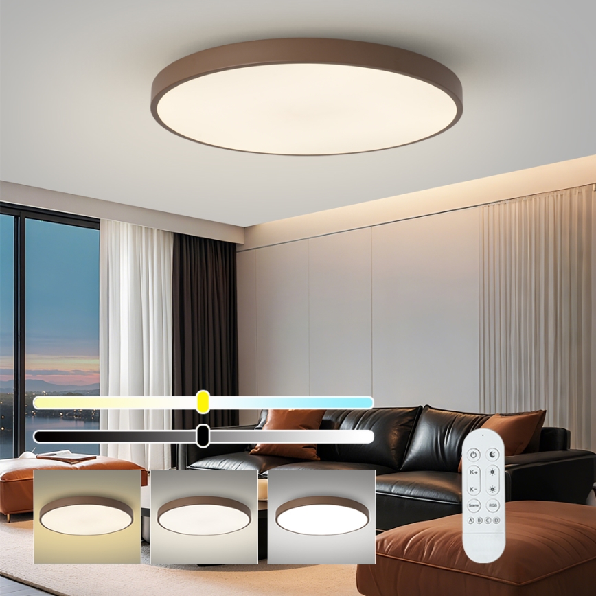 Brilagi - Lampă LED reglabilă POOL SMART, 128 W, 230 V, Ø 100 cm, 3000–6000 K, Wi‑Fi Tuya + telecomandă, maro
