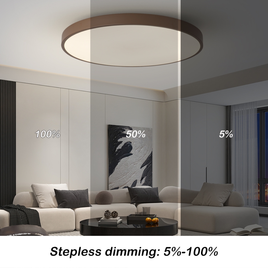 Brilagi - Lampă LED reglabilă POOL SMART, 128 W, 230 V, Ø 100 cm, 3000–6000 K, Wi‑Fi Tuya + telecomandă, maro