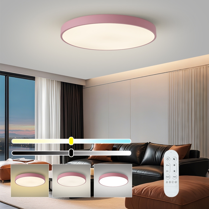 Brilagi - Corp de iluminat LED dimabil pentru piscină POOL SMART, 100 W, 230 V, diametru 80 cm, 3000–6000K, Wi‑Fi Tuya + telecomandă, roz
