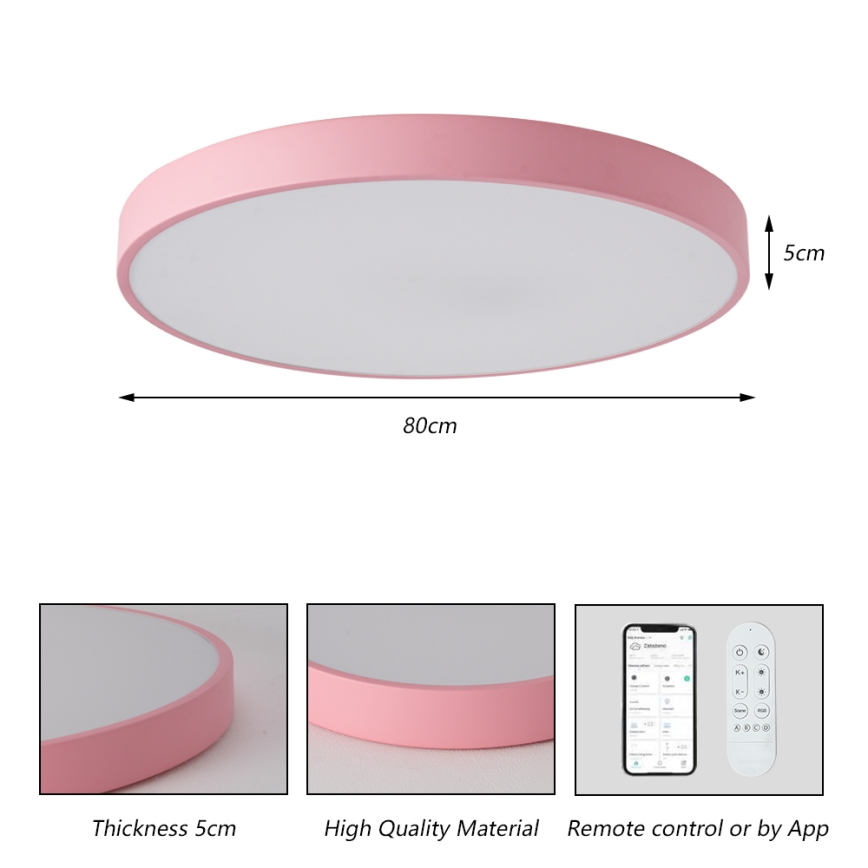 Brilagi - Corp de iluminat LED dimabil pentru piscină POOL SMART, 100 W, 230 V, diametru 80 cm, 3000–6000K, Wi‑Fi Tuya + telecomandă, roz