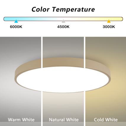 Brilagi - Plafonieră LED dimabilă POOL SMART, 128 W, 230 V, 3000-6000 K, 100 cm, bej, Wi-Fi Tuya + telecomandă