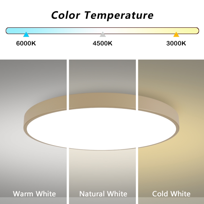Brilagi - Plafonieră LED dimabilă POOL SMART, 128 W, 230 V, 3000-6000 K, 100 cm, bej, Wi-Fi Tuya + telecomandă
