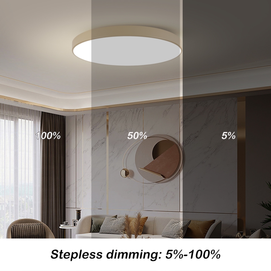 Brilagi - Plafonieră LED dimabilă POOL SMART, 128 W, 230 V, 3000-6000 K, 100 cm, bej, Wi-Fi Tuya + telecomandă