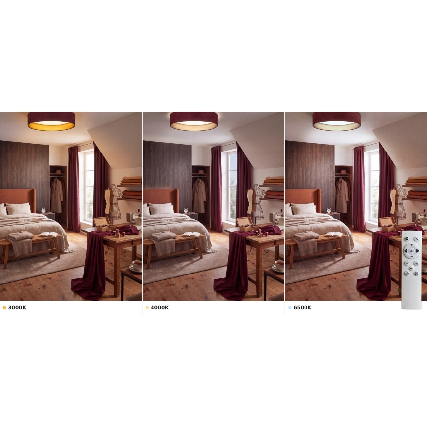 Brilagi - plafonieră LED reglabilă VELVET SMART VARI LED/36W/230V 3000-6500K Ø 55 cm vișiniu/auriu + telecomandă