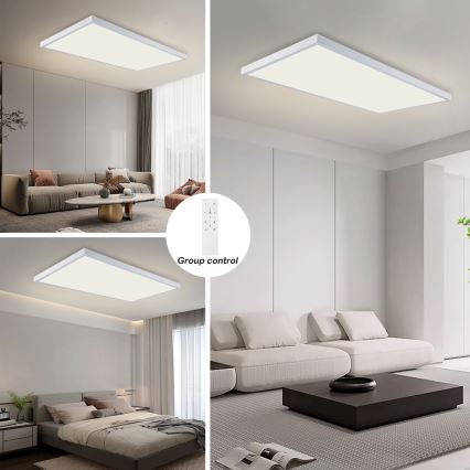 Brilagi - Plafonieră LED reglabilă pentru baie FRAME SMART LED/96W/230V 120x60 cm 3000-6000K IP44 albă + telecomandă