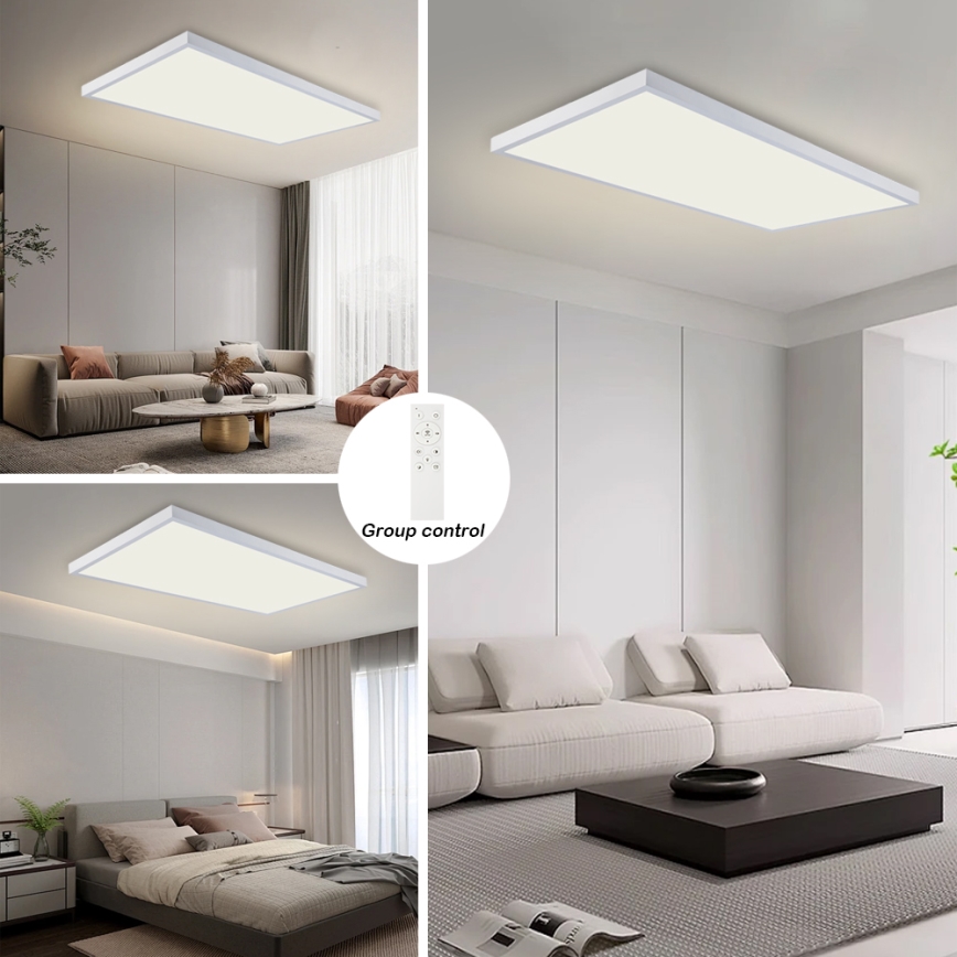 Brilagi - Plafonieră LED reglabilă pentru baie FRAME SMART LED/96W/230V 120x60 cm 3000-6000K IP44 albă + telecomandă