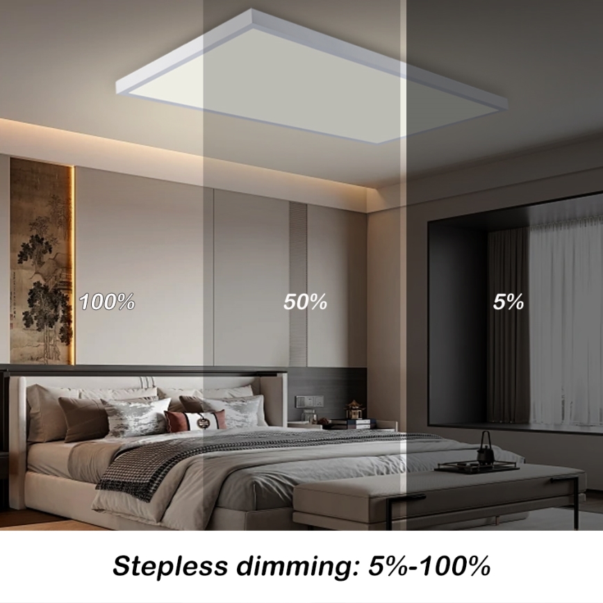Brilagi - Plafonieră LED reglabilă pentru baie FRAME SMART LED/96W/230V 120x60 cm 3000-6000K IP44 albă + telecomandă