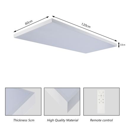 Brilagi - Plafonieră LED reglabilă pentru baie FRAME SMART LED/96W/230V 120x60 cm 3000-6000K IP44 albă + telecomandă