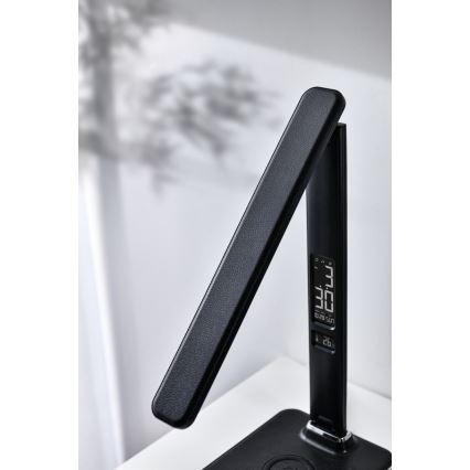 Brilagi - Lampă de masă LED reglabilă cu încărcare wireless QI și USB REGINA LED/8,5W/230V negru