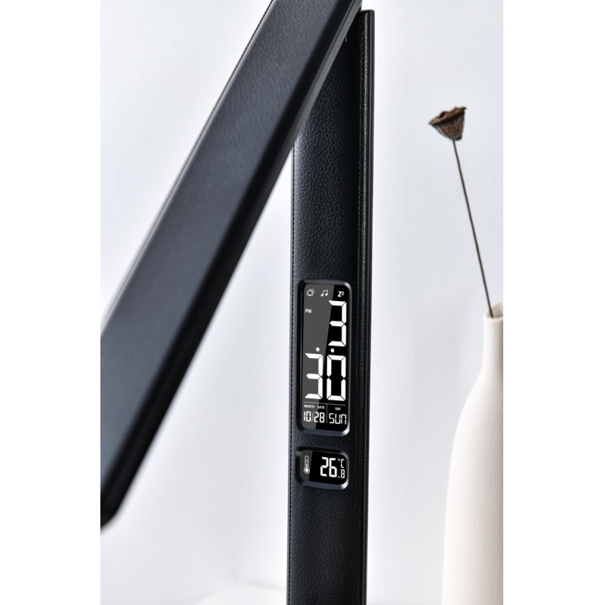 Brilagi - Lampă de masă LED reglabilă cu încărcare wireless QI și USB REGINA LED/8,5W/230V negru