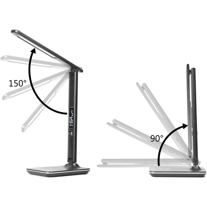 Brilagi - Lampă de masă LED reglabilă cu încărcare wireless QI și USB REGINA LED/8,5W/230V negru