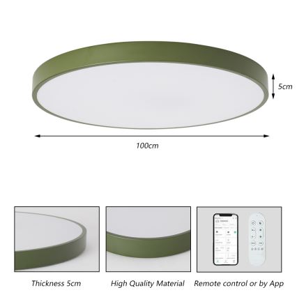 Brilagi - Corp de iluminat LED reglabil POOL SMART/128W/230V Ø 100 cm 3000-6000K Wi-Fi Tuya + telecomandă verde