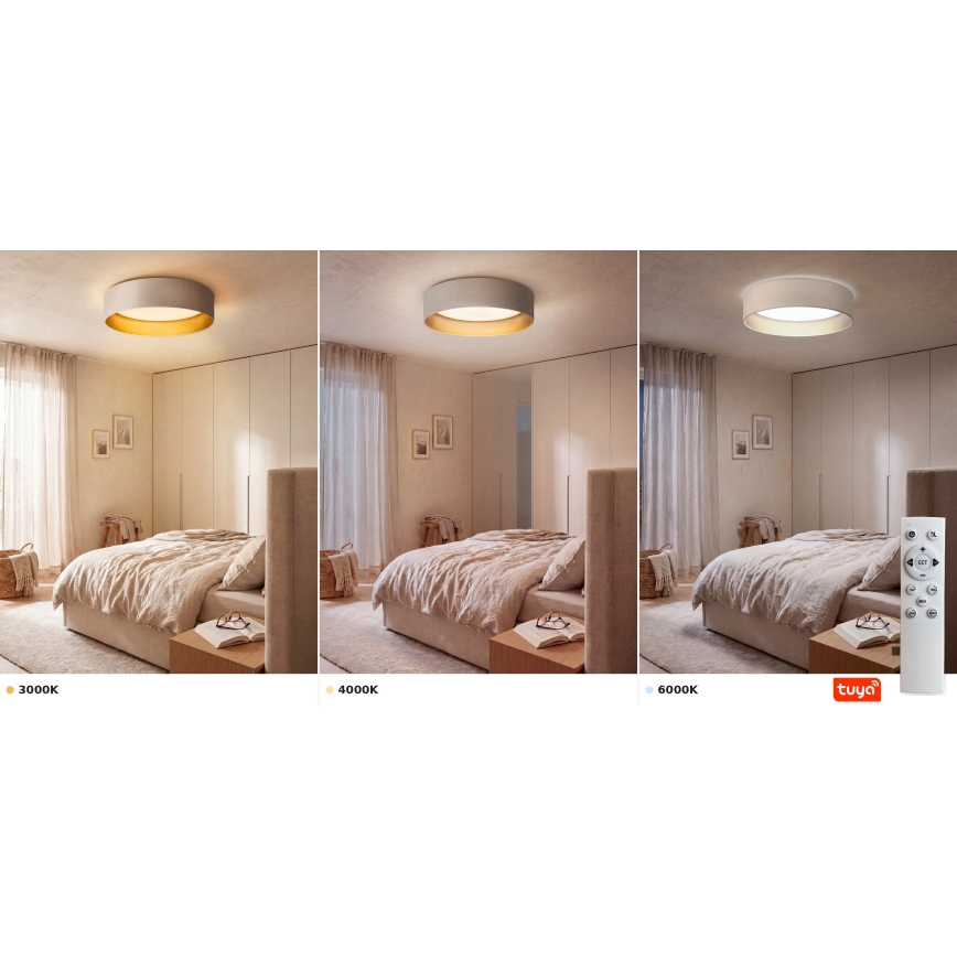 Brilagi - Plafonieră LED reglabilă VELVET SMARTIX LED/24W/230V 3000-6000K diam. 45 cm crem/auriu Wi-Fi Tuya Beacon + telecomandă