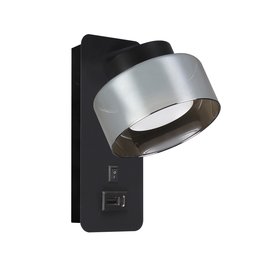 Brilagi - Lampă de perete LED RGB+CCT reglabilă cu port USB AURA LUX 1xGX53/14W/230V 2700-6500K Wi-Fi Tuya negru/fumuriu