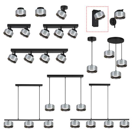 Brilagi - Lampă de perete LED RGB+CCT reglabilă cu port USB AURA LUX 1xGX53/14W/230V 2700-6500K Wi-Fi Tuya negru/fumuriu