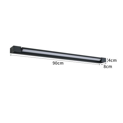 Brilagi - Lumină LED pentru oglindă de baie AQUA LINE, 24 W, 230 V, 90 cm, IP44, negru, CRI 90