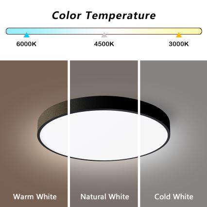 Brilagi - Plafonieră LED dimabilă POOL SMART, LED/48W/230V, 40 cm, 3000-6000K, Wi-Fi Tuya + telecomandă, neagră