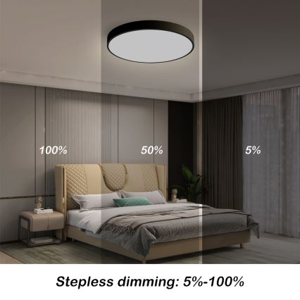 Brilagi - Plafonieră LED dimabilă POOL SMART, LED/48W/230V, 40 cm, 3000-6000K, Wi-Fi Tuya + telecomandă, neagră