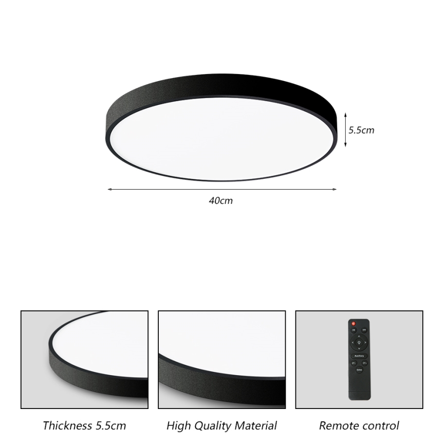 Brilagi - Plafonieră LED dimabilă POOL SMART, LED/48W/230V, 40 cm, 3000-6000K, Wi-Fi Tuya + telecomandă, neagră