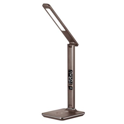 Brilagi - Lampă de birou LED dimmabilă cu încărcare wireless QI și USB REGINA LED/8,5W/230V maro