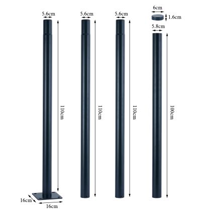 Brilagi - Lampă stradală LED pentru exterior cu stâlp de 4 m URBANSPARK LED/120W/230V antracit IP65