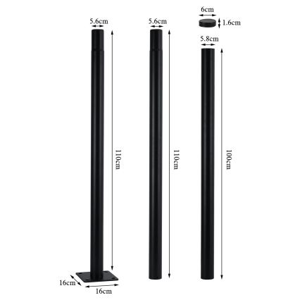 Brilagi - Lampă stradală LED de exterior cu stâlp de 3 m URBANSPARK LED/60W/230V neagră IP65