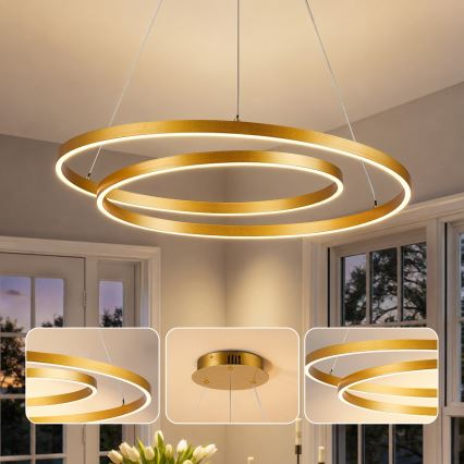 BRILAGI - Lustra LED reglabilă pe cablu TWISTER LED/75W/230V 3000-6000K Ø 70 cm aurie + telecomandă