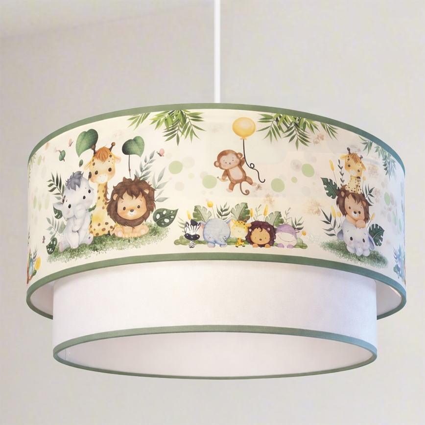 Brilagi BOBO - Lampă suspendată LED pentru copii, 1xE27/10W/230V, Ø40 cm, crem/verde/junglă