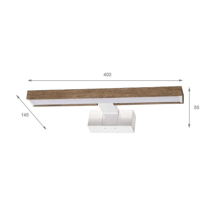 Brilagi - Iluminare LED 3-în-1 pentru oglindă de baie WOODY MIRROR, LED/8W/230V, 40 cm, IP44, alb/stejar