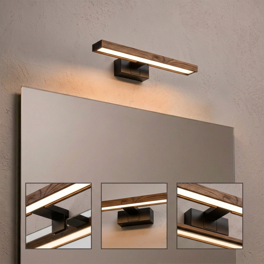 Brilagi - Iluminare LED pentru oglindă de baie 3-în-1 WOODY MIRROR LED/8W/230V 40 cm IP44 negru/stejar