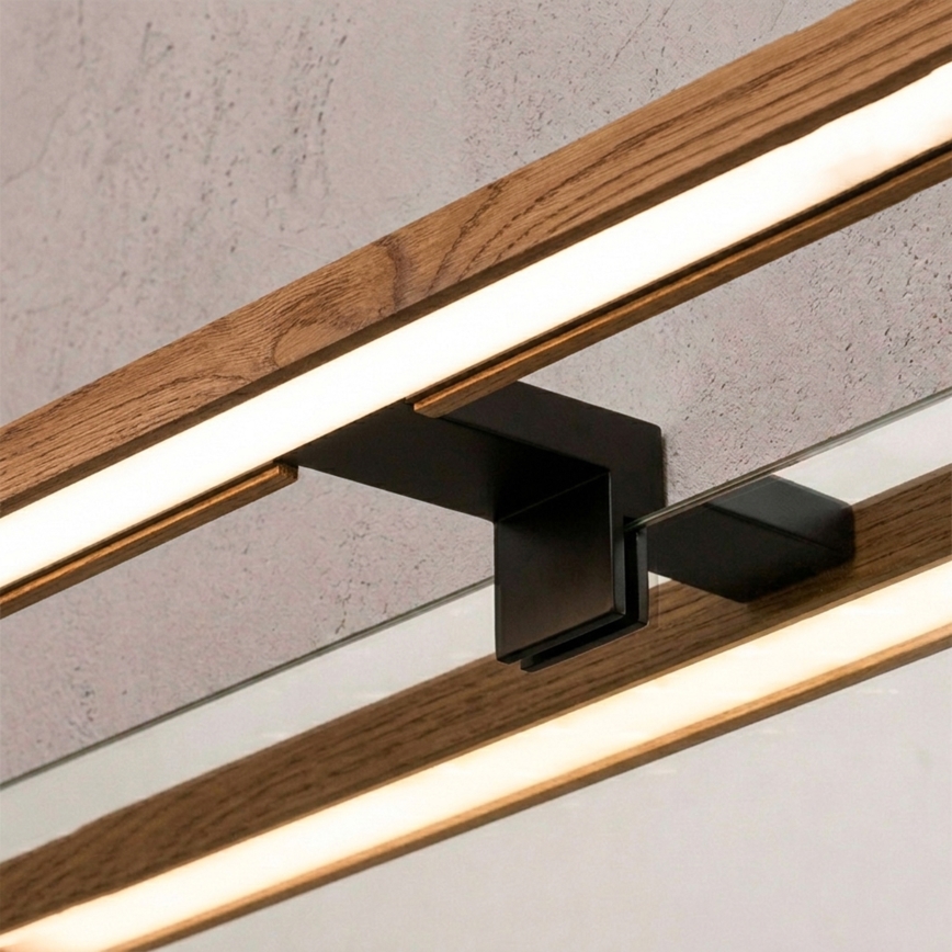 Brilagi - Iluminare LED pentru oglindă de baie 3-în-1 WOODY MIRROR LED/8W/230V 40 cm IP44 negru/stejar