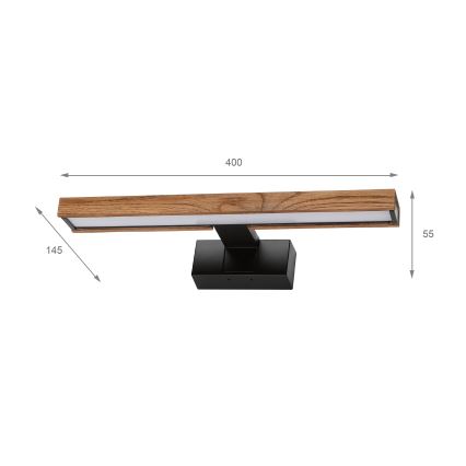 Brilagi - Iluminare LED pentru oglindă de baie 3-în-1 WOODY MIRROR LED/8W/230V 40 cm IP44 negru/stejar