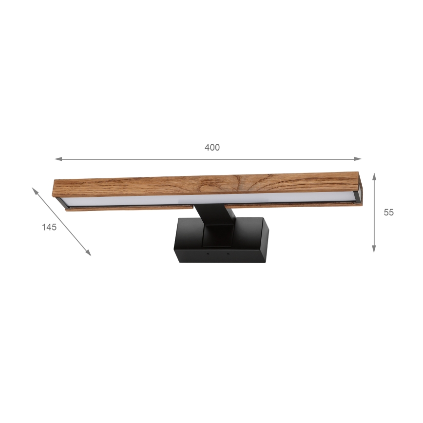 Brilagi - Iluminare LED pentru oglindă de baie 3-în-1 WOODY MIRROR LED/8W/230V 40 cm IP44 negru/stejar