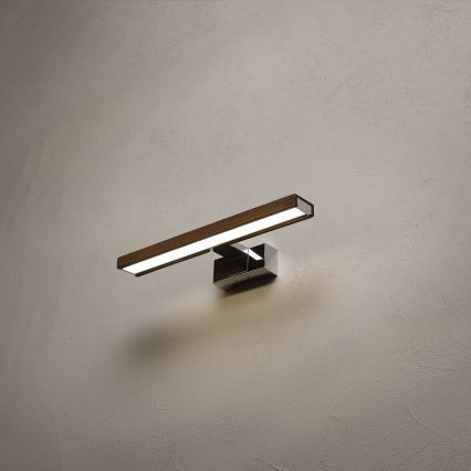 Brilagi - Iluminare LED pentru oglindă de baie WOODY MIRROR 3v1 LED/8W/230V 40 cm IP44 crom lucios/stejar nuc