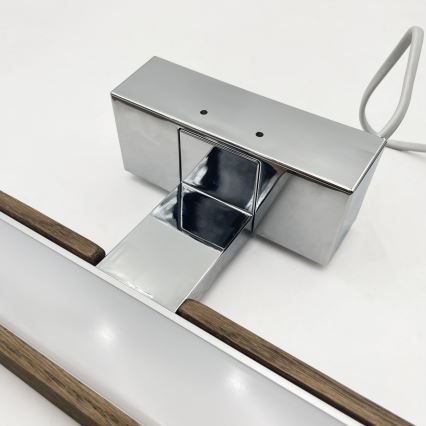 Brilagi - Iluminare LED pentru oglindă de baie WOODY MIRROR 3v1 LED/8W/230V 40 cm IP44 crom lucios/stejar nuc