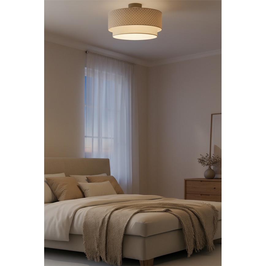 Brilagi - Plafonieră LED aplicată BOHO BOBO, 1xE27/10W/230V, Ø 40 cm, cu buline, bej/crem