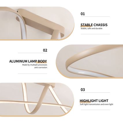 Brilagi - Plafonieră LED dimabilă TWISTER LED/60W/230V 3000-6000K bej, cu telecomandă