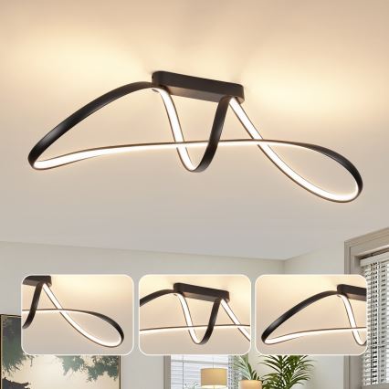 Brilagi - Plafonieră LED dimabilă aplicată TWISTER LED/60W/230V 3000-6000K neagră + telecomandă