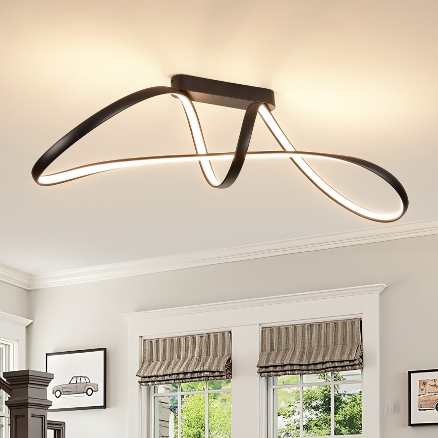 Brilagi - Plafonieră LED dimabilă aplicată TWISTER LED/60W/230V 3000-6000K neagră + telecomandă