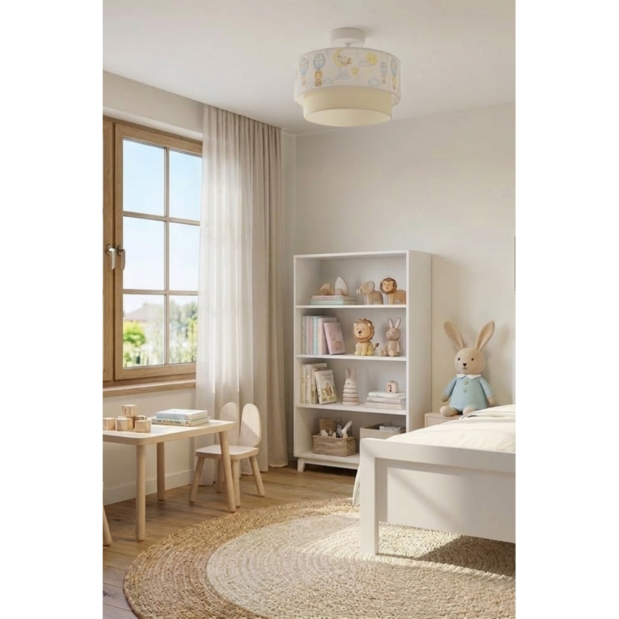 Brilagi - Plafonieră LED aplicată pentru copii BOBO 1xE27/60W/230V Ø 40 cm alb/bej/cu motive animale