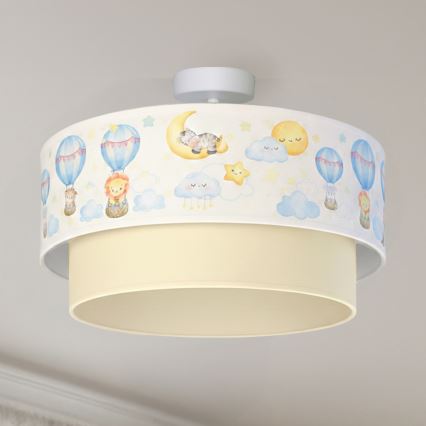 Brilagi - Plafonieră LED aplicată pentru copii BOBO 1xE27/60W/230V Ø 40 cm alb/bej/cu motive animale