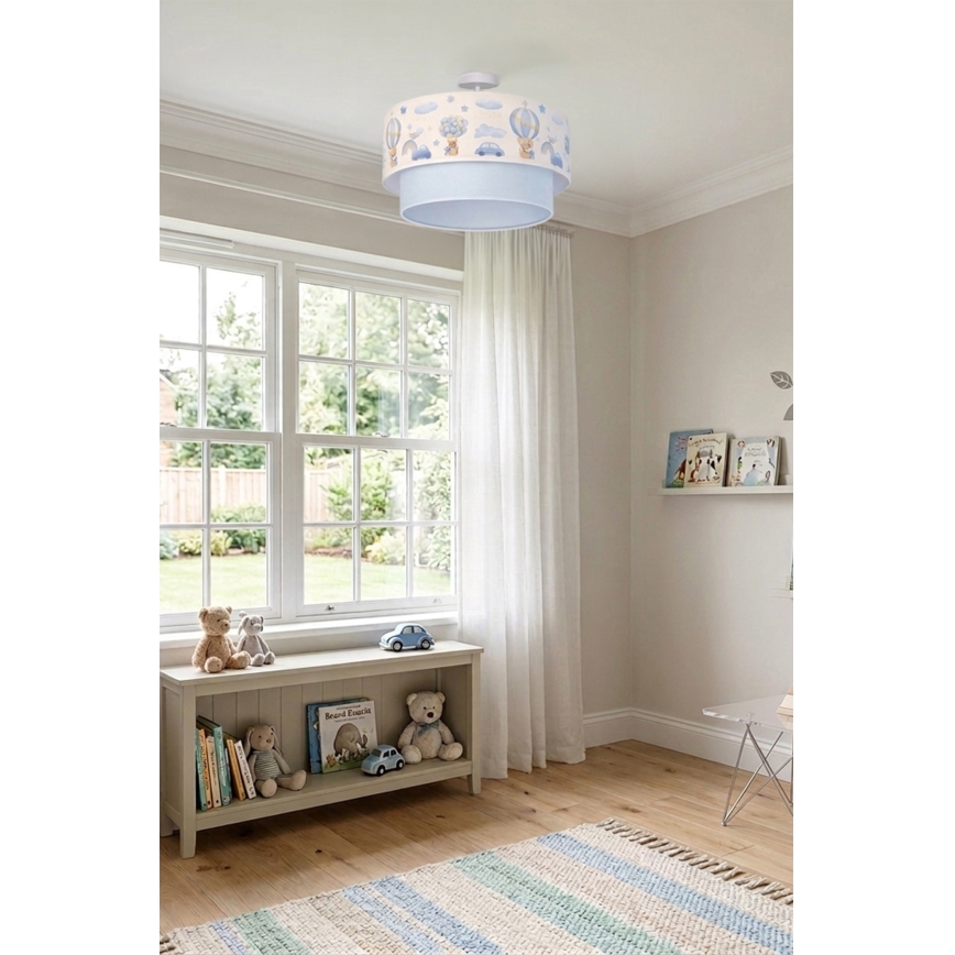 Brilagi - Lustră LED aplicată pentru copii BOBO, 1xE27/60W/230V, Ø 40 cm, crem/albastru cu ursuleți