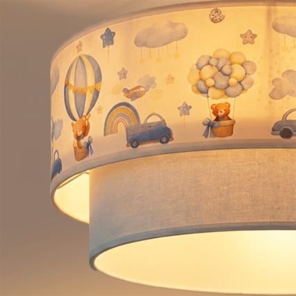Brilagi - Lustră LED aplicată pentru copii BOBO, 1xE27/60W/230V, Ø 40 cm, crem/albastru cu ursuleți