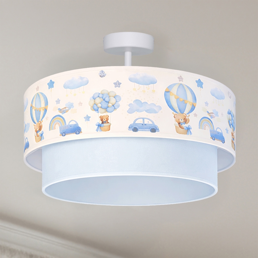 Brilagi - Lustră LED aplicată pentru copii BOBO, 1xE27/60W/230V, Ø 40 cm, crem/albastru cu ursuleți